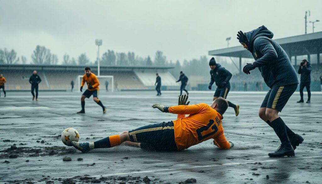 Как влияют погодные условия на футбольный матч - иллюстрация